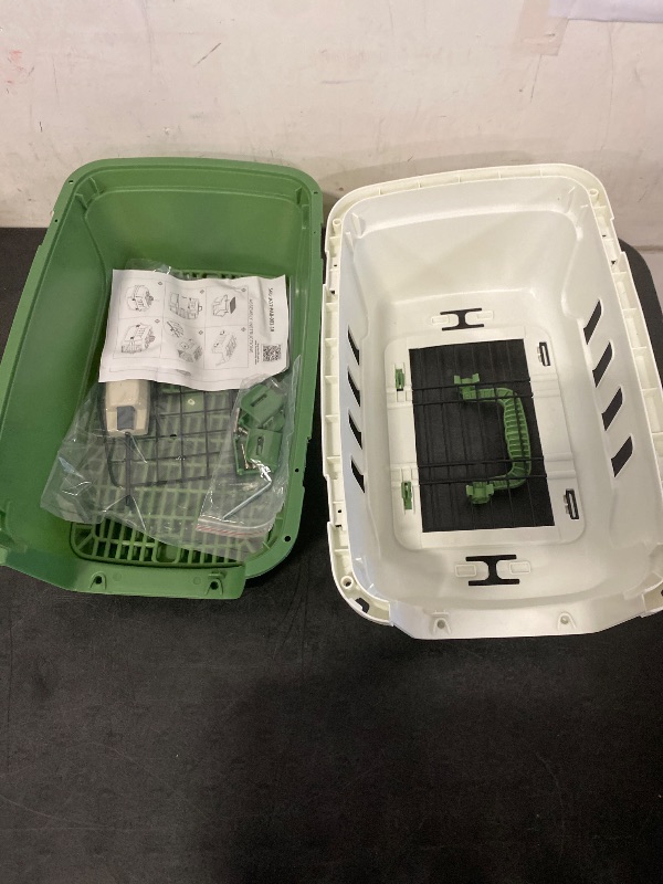Photo 1 of 18-Inch Dog Crate Plastic 2-Door Top Loading Cat Carrier, Hard-Sided Dog Travel Carrier for Small Dogs and Cats, Ventilation and Security Lock Design for Pets up to 22 lbs (Green)