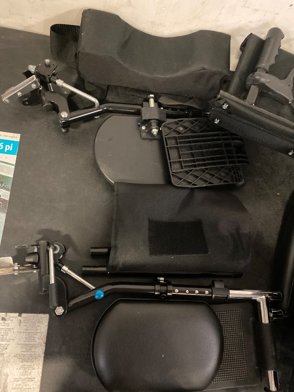 Photo 1 of High Back Foldable Transport Wheelchair for Adults 300-lbs Heavy-Duty Folding Self-Propelled Wheel Chair with Removable Headrest Swing-Away Adjustable Footrest, Black 18.5-inch Reclining Seat