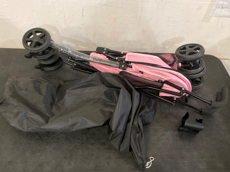 Photo 1 of 4 Wheels Pet Stroller, Dog Stroller for Medium Dogs 22 Lbs Puppy Cat Stroller Pet Cart Pet Gear with Back Pocket, Sun Shade, Pink