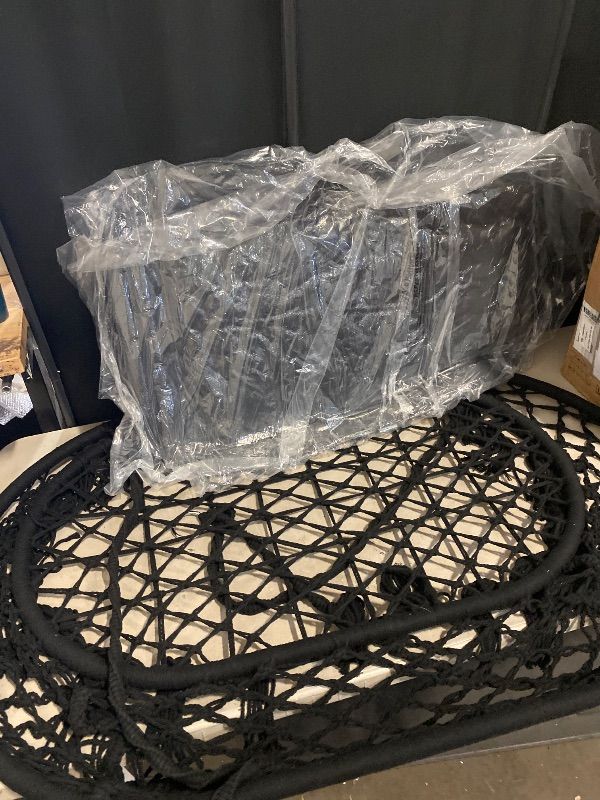Photo 1 of 2 Seat Hammock Chair Hanging Macrame Swing 3 Cushions Included, Indoor/Outdoor Boho Chair for Adults, Max 700 lbs Capacity Patio Hanging Chair Porch Hammock Chair Hanging Rope Swing, Black