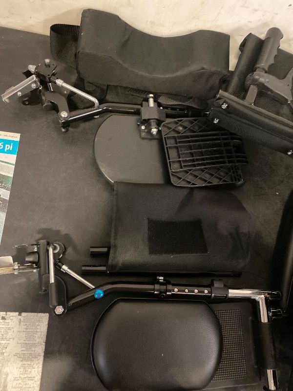 Photo 1 of High Back Foldable Transport Wheelchair for Adults 300-lbs Heavy-Duty Folding Self-Propelled Wheel Chair with Removable Headrest Swing-Away Adjustable Footrest, Black 18.5-inch Reclining Seat