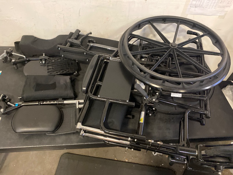 Photo 1 of High Back Foldable Transport Wheelchair for Adults 300-lbs Heavy-Duty Folding Self-Propelled Wheel Chair with Removable Headrest Swing-Away Adjustable Footrest, Black 18.5-inch Reclining Seat