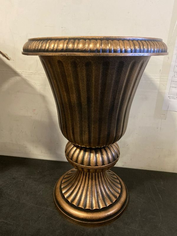 Photo 1 of 20-Inch Plastic Urn Planter Vase – Vintage Roman Flower Pot for Indoor & Outdoor Plants, Patio, Garden, Wedding Decor, Lightweight & Drainage Hole, Retro Home Porch Decor (Dark Green)