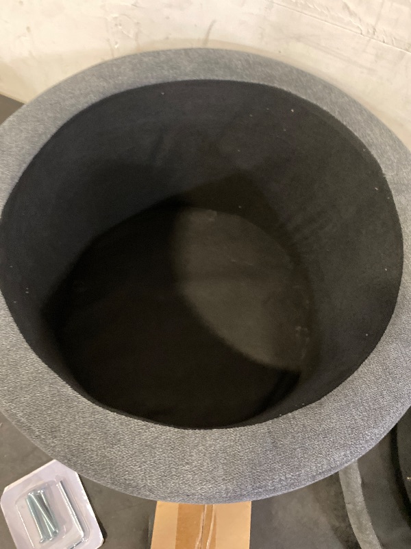 Photo 1 of 20 Inch Small Ottoman with Storage, Round Linen Fabric Storage Ottoman with Removable Lid, Stylish Footstool Foot Rest for Living Room, Bedroom, Dorm, Dark Grey