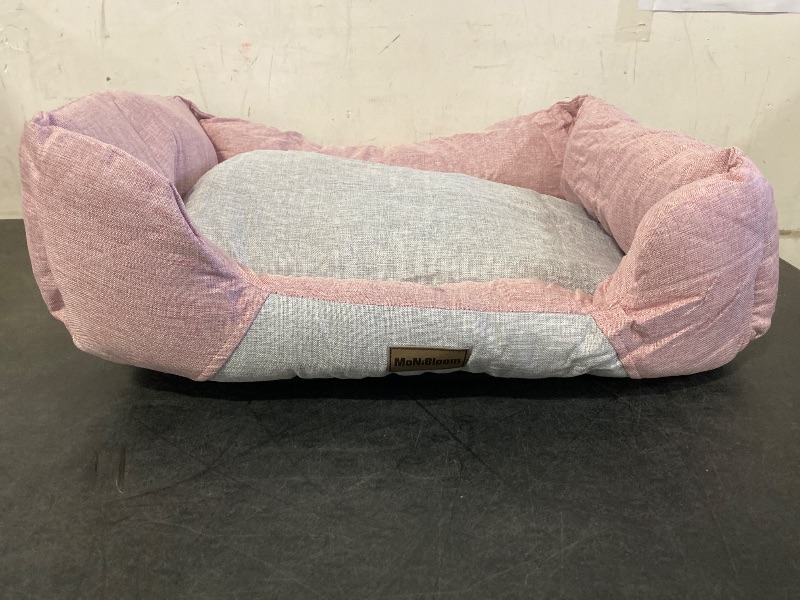 Photo 1 of 27"x21"x7" Dog Beds for Medium Small Dogs Machine-Washable Linen-Like Fabric Pet Beds Warming Cozy Soft Bed for Dogs and Cat, Soft Pink