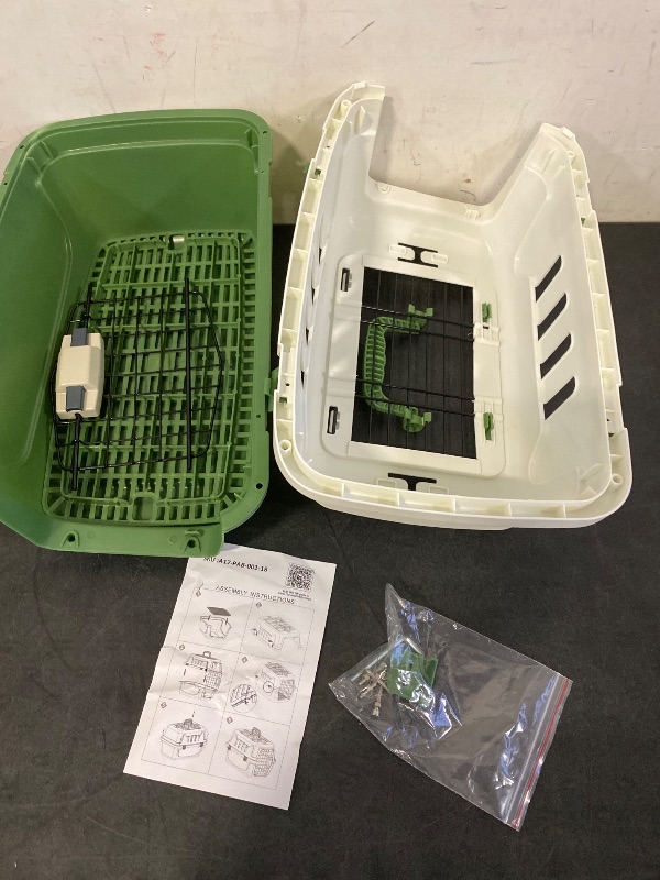 Photo 1 of 18-Inch 2-Door Top Loading Cat Carrier, Plastic Dog Crate Hard-Sided Dog Travel Carrier for Small Dogs and Cats, Ventilation and Security Lock Design for Pets up to 10 lbs (Green)