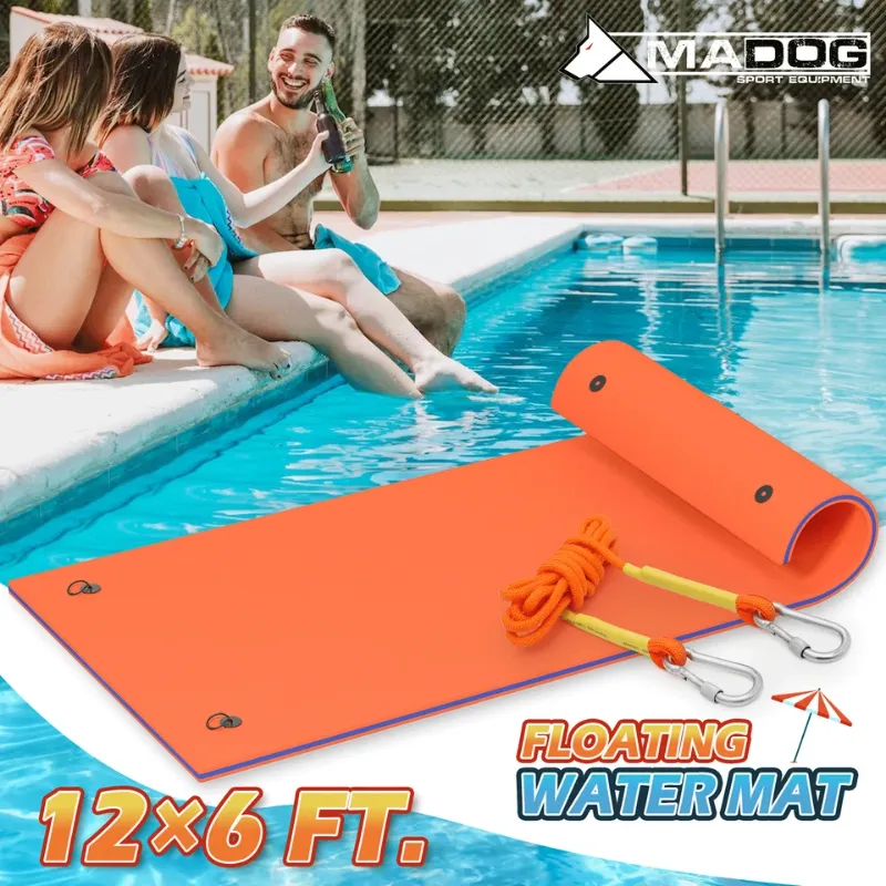 Photo 1 of 12ft Orange Floating Water Pad Pool Lake 3-Layer XPE Foam Giant Float Lounge Bed