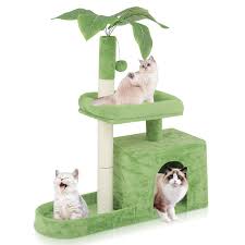 Photo 1 of 32" Height Cat Tree -Leaves Design - Lawn Green