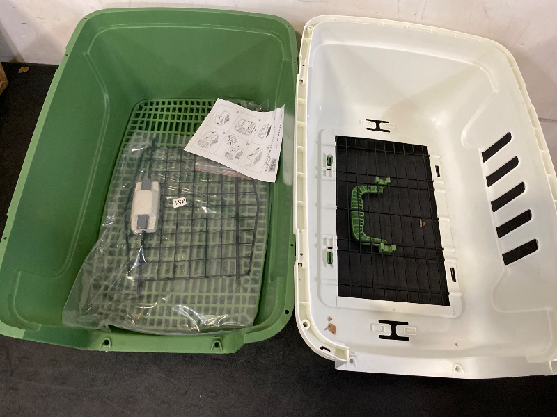 Photo 1 of 22 Inch Hard-Sided Dog Cat Carrier, Green | Top and Front Door Access, Plastic Dog Kennel for Longer Traveling, Durable Handle and 4 Sides Ventilation, For Pet Up 26 lbs