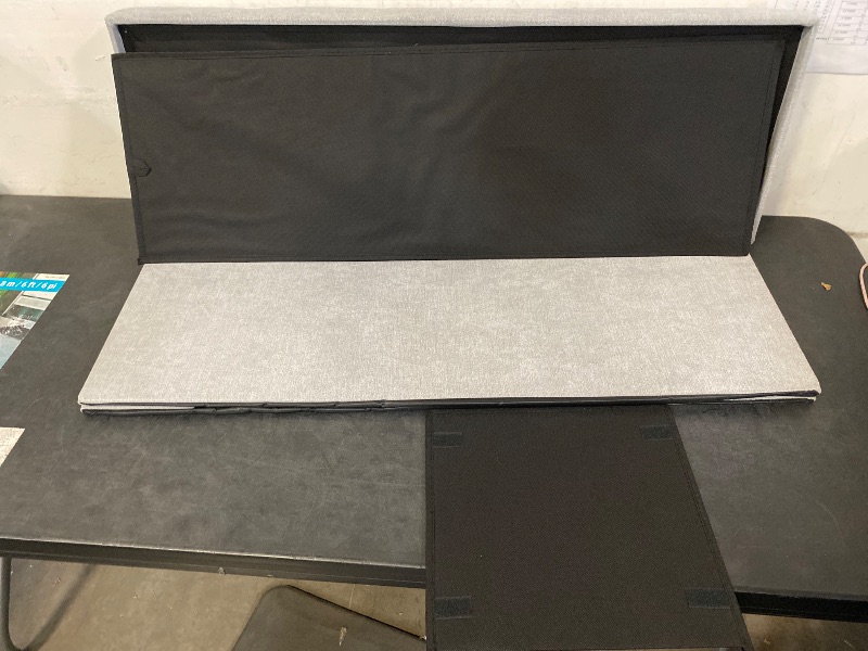 Photo 1 of 43" Storage Ottoman Bench Folding Bench with 130L Hidden Storage, Large End of Bed Bench Linen Foot Rest Stool Chest with Flipping Lid for Living Room, Bedroom, Entryway, Light Gray