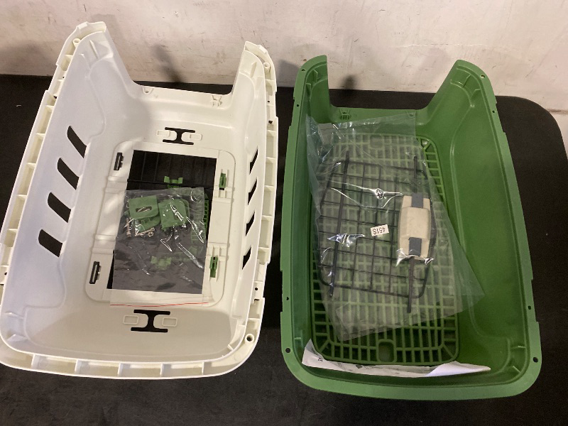 Photo 1 of 18-Inch 2-Door Top Loading Cat Carrier, Plastic Dog Crate Hard-Sided Dog Travel Carrier for Small Dogs and Cats, Ventilation and Security Lock Design for Pets up to 10 lbs (Green