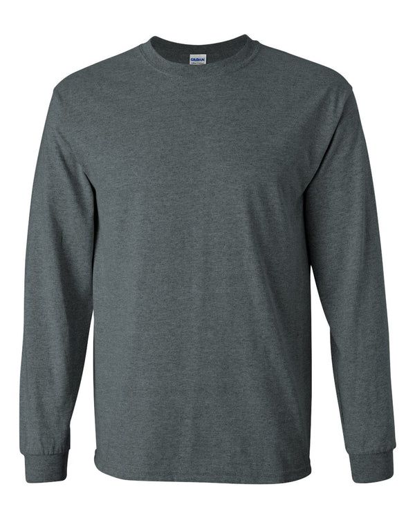 Photo 1 of L Gildan Adult Ultra Cotton Long Sleeve T-Shirt Dark Heather
