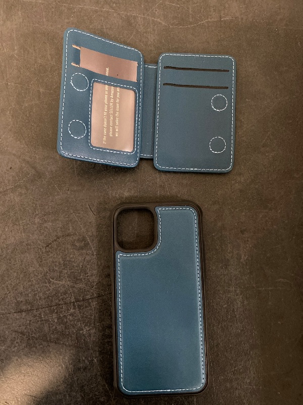 Photo 1 of Compatible with Magsafe for iPhone 11 Wallet Case Magnetic Card Holder, RFID Blocking 2 in 1 Detachable Kickstand Shockproof Case for Women Men, Blue