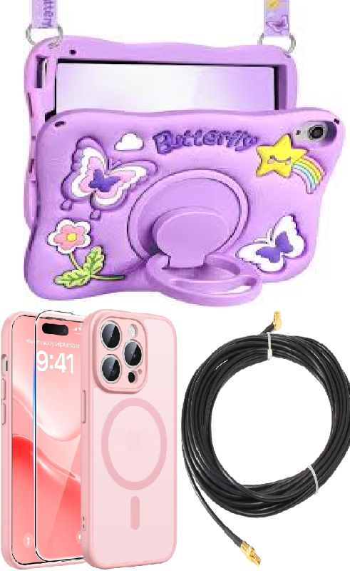 Photo 1 of 3 Item Electronic Accessories Bundle | iPad mini 7 Case ,Iphone 14 Pro Case, 23 FT. Antenna Extension Cable