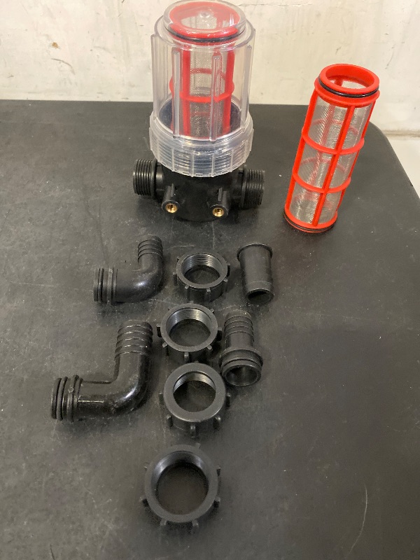 Photo 1 of 3/4''1/2''hose barb filter, sedimentation filter accessories for inlet water of pressure washer (304 stainless steel, with 40 mesh and 100 mesh filter screens) | Dirty