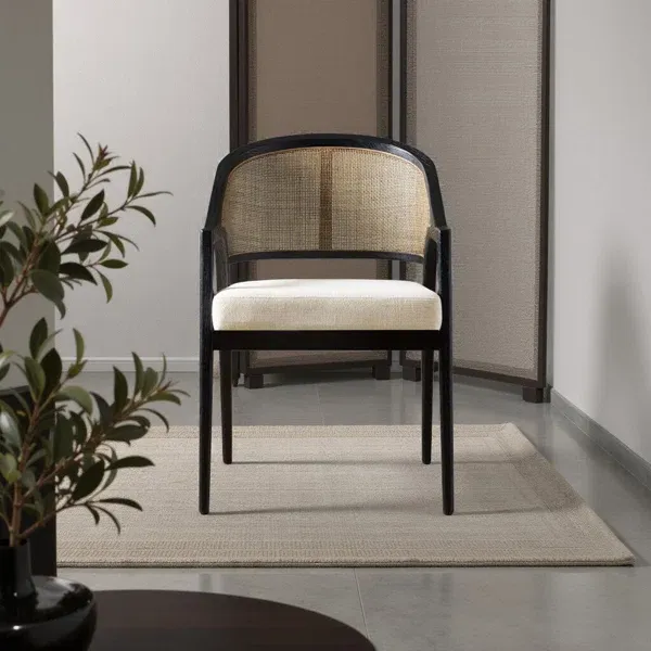 Photo 1 of 19'' H Foam Padding Upholstered Cane Back Side Chair (Set of 2) | Used