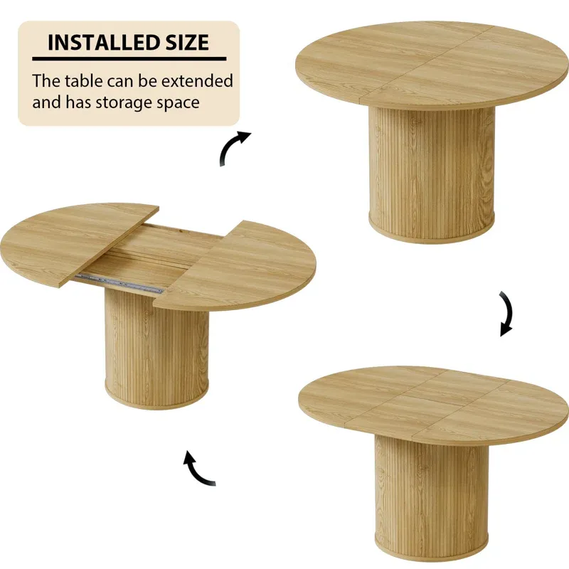 Photo 1 of Box 1/2  39" x 39" x 8 1/2" Round Extendable Dining Room Table For 4 People Kitchen Living Room ***Table TOP ONLY*