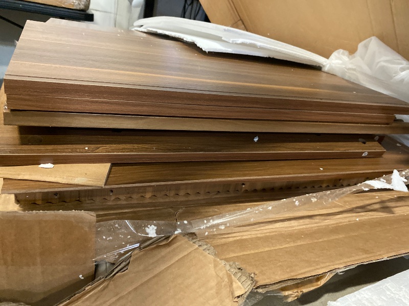Photo 1 of 71 inch W Walnut Brown L Shaped Computer Desk Writing Table with File Cabinet and Storage Shelves