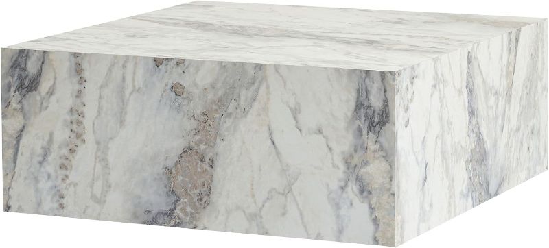 Photo 1 of Marble Coffee Table, 90 x 90 x 35 cm, 100% MDF, 18 mm Thick, Stylish Addition to Modern Living Rooms and Rooms