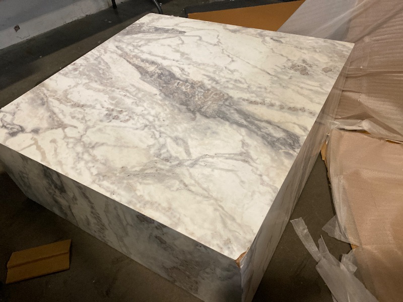 View 2 of Marble Coffee Table, 90 x 90 x 35 cm, 100% MDF, 18 mm Thick, Stylish Addition to Modern Living Rooms and Rooms