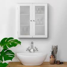 Photo 1 of 22 in. W Wall Cabinet with 2 Glass Doors in White
