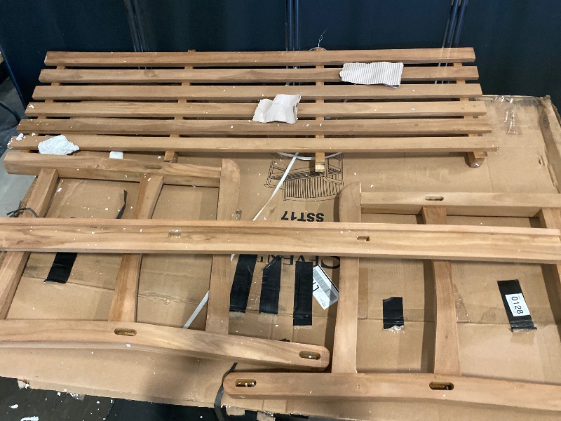 Photo 1 of Missing under bench trim + Back piece + Hardware | Teak Wood El Mar Outdoor Bench, 4 Foot