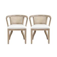 Photo 1 of Legs in Base of Chair | Dining Armchairs Set Of 2 - Elegant Cream Upholstered Chairs With Cane Back For Stylish Comfort