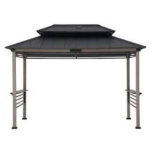 Photo 1 of Box 2/5 Only | Partial Set | 8 ft. x 12 ft. Matte Black Aspen Cedar Framed Grill Gazebo with DC Solar Power for Backyard