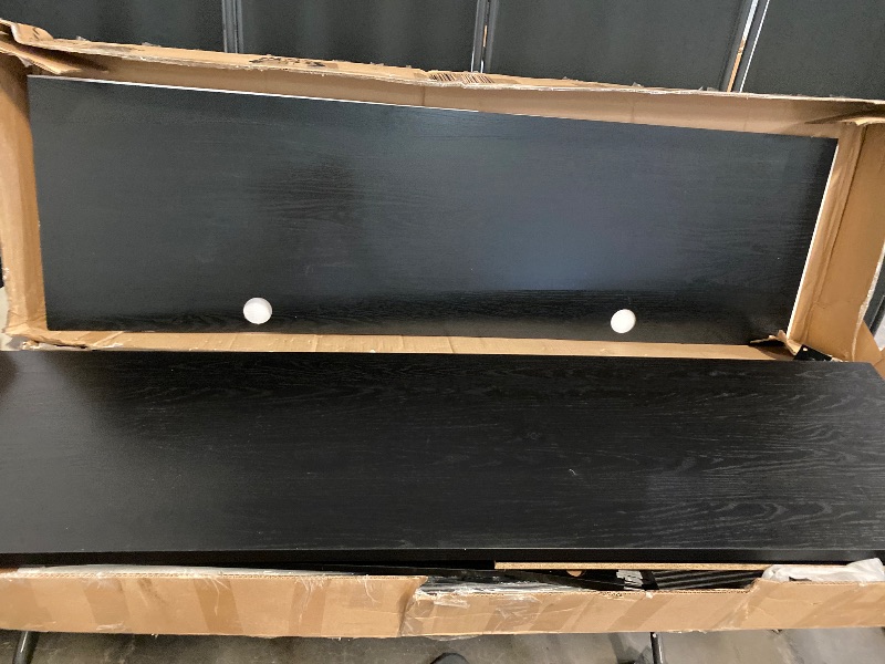Photo 1 of Reema Fluted 4-Door Kitchen Sideboard Buffet Console, 69 Inch, Black