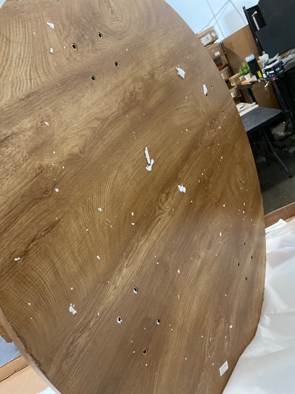 Photo 1 of Partial Set Box 1/2 Only Table Top Only | Solid Wood Contemporary 48" Round Table with Tripod Base, Solid Wood with a Blonde Oak Finish60'' Long Round Dining Table Brown Oak