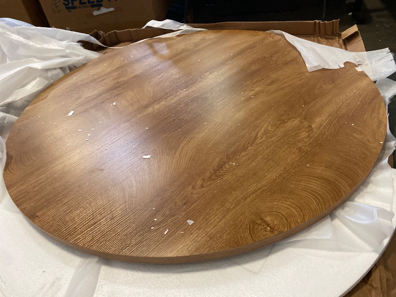Photo 1 of Partial Set Box 1/2 Only Table Top Only | Solid Wood Contemporary 48" Round Table with Tripod Base, Solid Wood with a Blonde Oak Finish60'' Long Round Dining Table Brown Oak