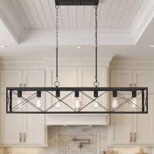 Photo 1 of 7 -Light Matte Black Bare bulb Metal Metal Chandelier