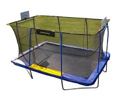 Photo 1 of Box 1/3 Only | Partial Set | JumpKing JKRC10152BHC3-V1 10 x 15 ft. Trampoline with Basketball Hoop Attachment  Volleyball Court & Foot Step - Rectangular  Blue