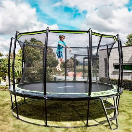Photo 1 of Box 1/5 Only | JumpFlex Hero Round Outdoor Backyard Trampoline with Net Safety Enclosure and Ladder - Heavy-Duty Jumping Trampoline Play Equipment for Family