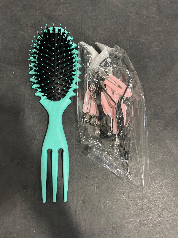 Photo 1 of Daily Gard Curly Hair Brush Set,Curl Defining Brush for Curly Hair,Trident Handle Design,Detangling & Shaping & Defining Curls for Women and Girls,Wet or Dry Hair(Green)