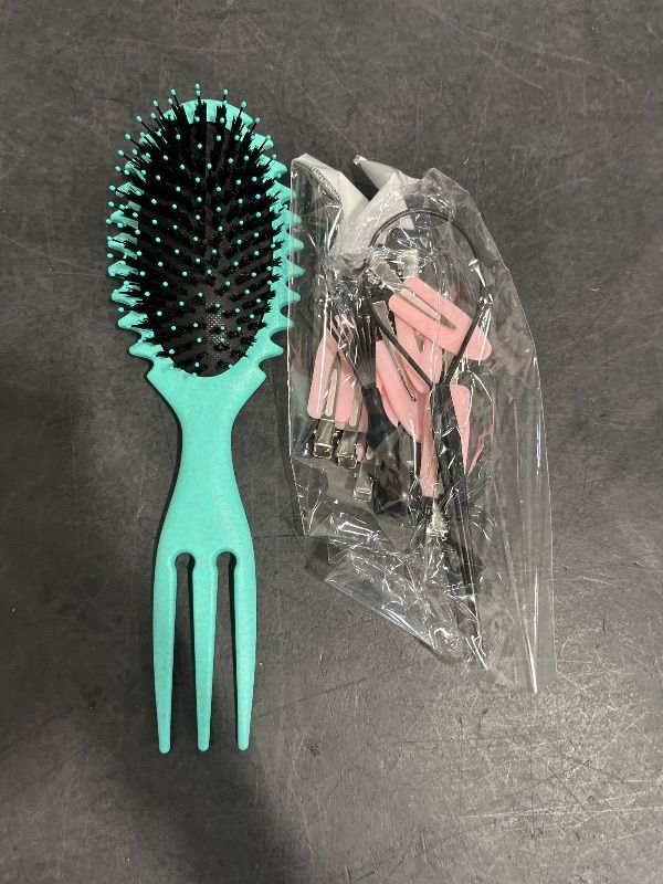Photo 1 of Daily Gard Curly Hair Brush Set,Curl Defining Brush for Curly Hair,Trident Handle Design,Detangling & Shaping & Defining Curls for Women and Girls,Wet or Dry Hair(Green)