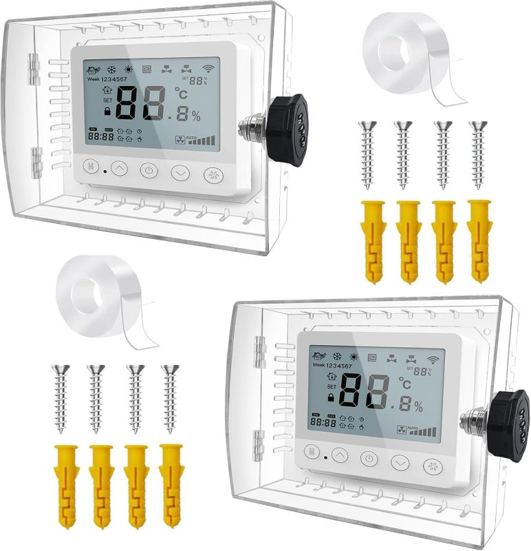Photo 1 of 2PC Thermostat Lock Box,Thermostat Cover with Lock,PC Wall Thermostat Lockbox,Fits Thermostats 4.8" H x 6" W or Smaller,Mainly for Home Thermostat