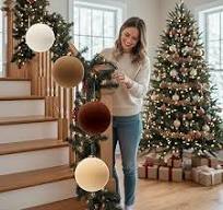 Photo 1 of 51 Pcs Christmas Velvet Ornaments 15 Pcs Christmas Tree Decor Balls 3.14" 36 Pcs Velvet Vintage Ribbon Bows 5/8" Wide 6 * 8" for Xmas Tree Hanging Decorations Home Indoor Decor (Brown Color Mix)