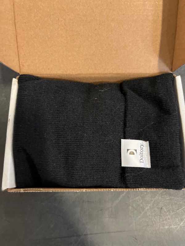 Photo 1 of Doitory Satin Lined Winter Beanie Hat, Unisex Soft Knit Warm Skull Cap Black