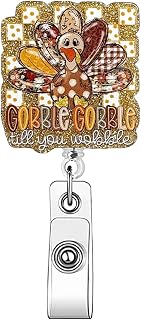 Photo 1 of Fall Thanksgiving Badge Reel with Alligator Clip, Non-Slip Cute Funny Turkey Badge Reels Retractable, Fall Turkey Retractable Badge Holder, Thanksgiving ID Card Holder for Nurse Doctor Teacher Worker