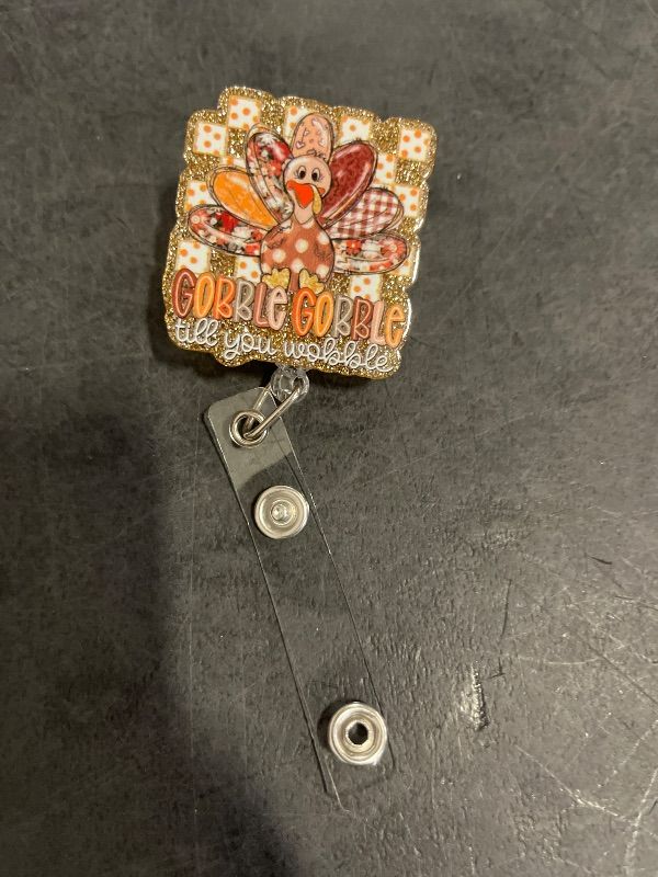 Photo 1 of Fall Thanksgiving Badge Reel with Alligator Clip, Non-Slip Cute Funny Turkey Badge Reels Retractable, Fall Turkey Retractable Badge Holder, Thanksgiving ID Card Holder for Nurse Doctor Teacher Worker