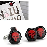 Photo 1 of Downhill 4 PCS License Plate Screws, Cool Skull License Plate Screws Fastener Kit, Universal Anti-Theft Fastening Licenses Plate Bolts, for Motorcycles, Cars, Trucks (Black & Red)