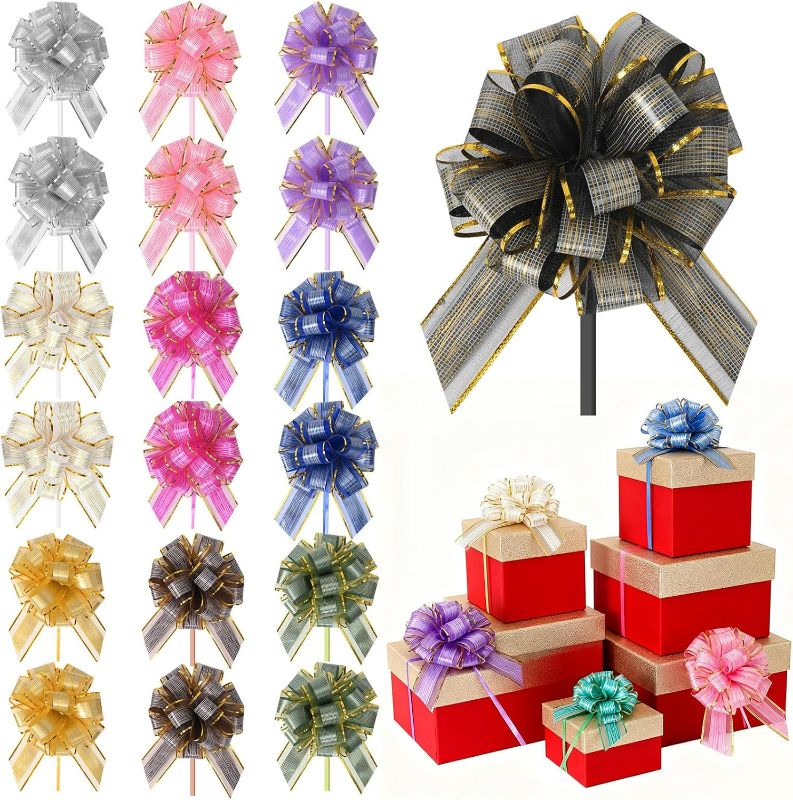 Photo 1 of 20Pcs 6 Inch Christmas Pull Bows Gift Wrapping Ribbon Pull Bow for Wedding Baskets Valentine Multicolor Wrap Accessory for Gift Present Holiday Decor(Multiplecolor)
