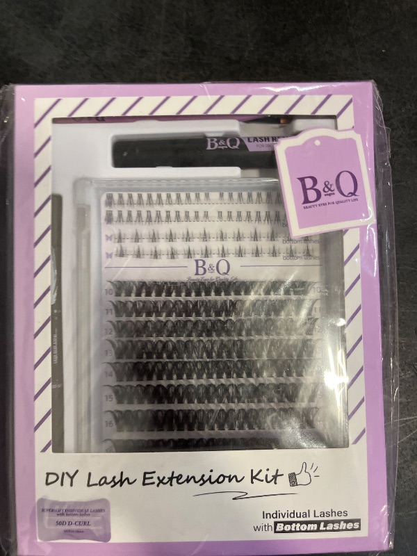 Photo 1 of B&Qaugen Eyelash Extension Kit with Bottom Lash Extension 10-18mm 50D D Curl Lash Clusters Kit with Bottom Lashes DIY Lash Extension Kit Bond and Seal Lash Applicator (Kit-50D-D-MIX10-18)