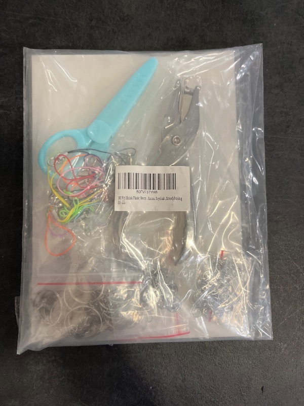 Photo 1 of 182 Pcs Shrink Plastic Sheets Kits, Shrink Dink Sheets for Keychain, Jewelry, Charms, Earrings and DIY Crafts, Shrink Paper Sheets for Family, Campus DIY and Creative Activities, with DIY Accessories