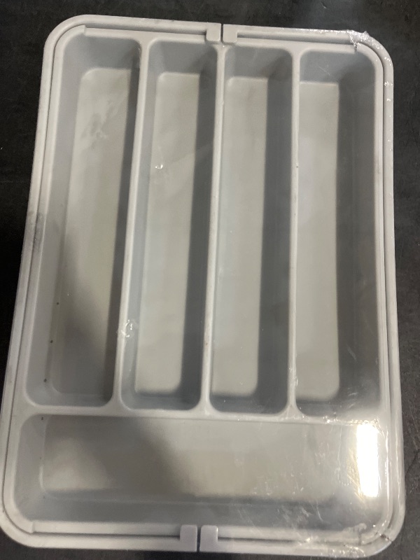 Photo 1 of AUJEN Silverware Organizer - Expandable Kitchen Drawer Organizer, Adjustable Utensil Organizer, Cutlery Tray for Forks, Knives, Multipurpose Kitchen Organizers and Storage Solution, Light Grey, Medium