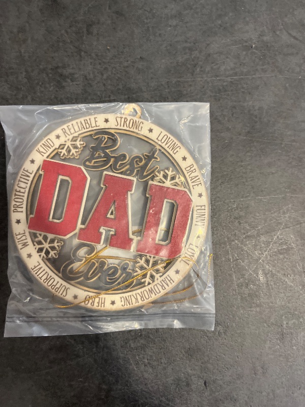 Photo 1 of Best Dad Ever Wooden Christmas Ornament – Rustic Holiday Tree Decoration, Unique Gift for Dad, Stocking Stuffer Christmas Ornament, Father Keepsake Ornament from Kids or Family