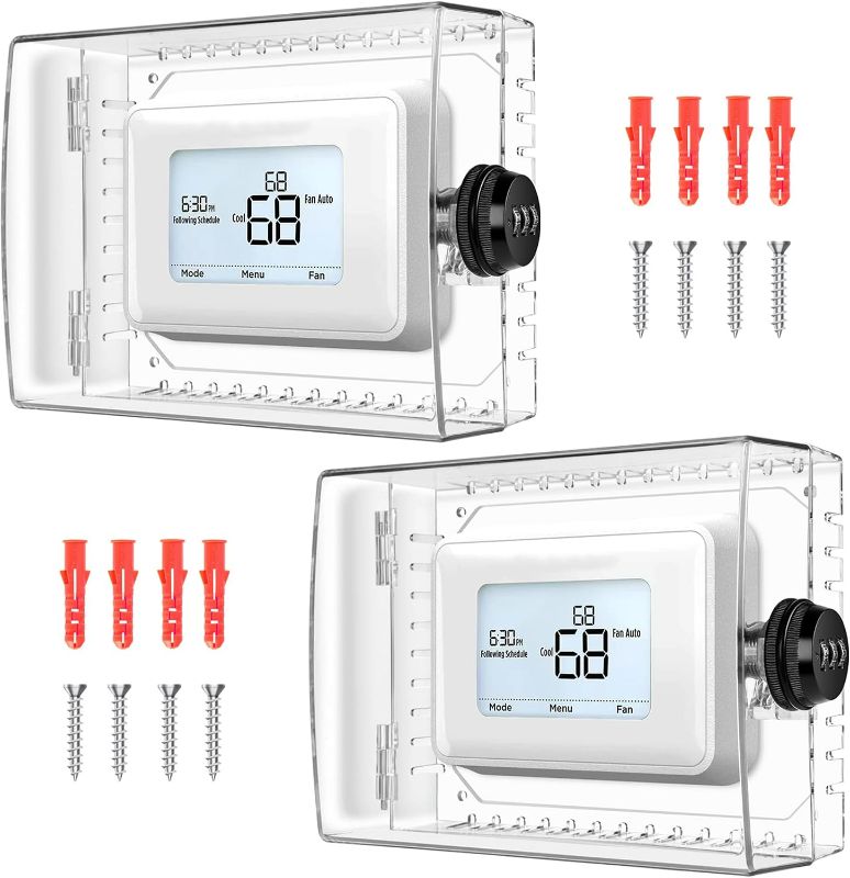 Photo 1 of Gedreew 2 PCS Large Thermostat Lock Box with Combination Lock, Clear Thermostat Cover Guard Compatible With Home Thermostat On Wall, AC Lock Box Cover Fits Thermostats 5"H x 6" W or Smaller