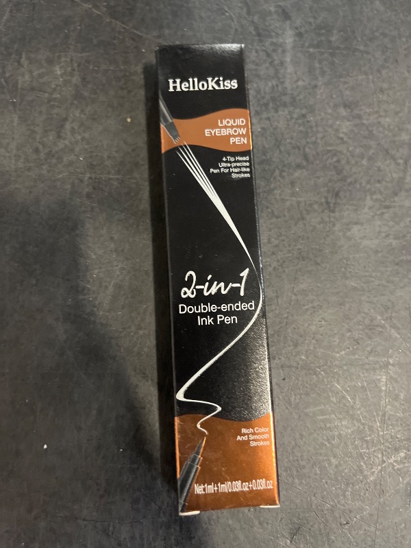 Photo 1 of HelloKiss Double Ended Precise 4-Tip Head 02# DARK BROWN Liquid Eyebrow Pen