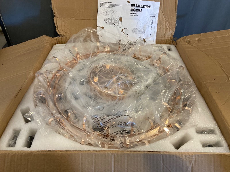 Photo 1 of Copper Modern Round Crystal Chandelier 24 Inch Chrome Dimmable LED Crystal Ring Chandelier 4-Tier Contemporary Luxury Raindrops Hanging Pendant Chandeliers for Dinning Room Living Room Bedroom Entryway